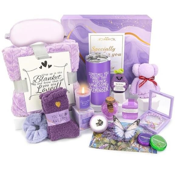 Gifts for Women Spa Basket, Lavender Spa Gift Basket,16 Pcs Self Care Package - Picture 7 of 7